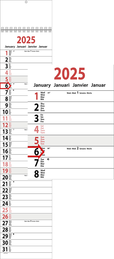 Strookkalender 2025 groot formaat voor ouderen